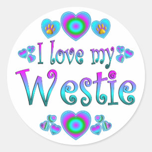 I Liebe mein Westie Runder Aufkleber