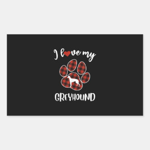 I Liebe mein Windhund Valentinhundliebhaber Rechteckiger Aufkleber