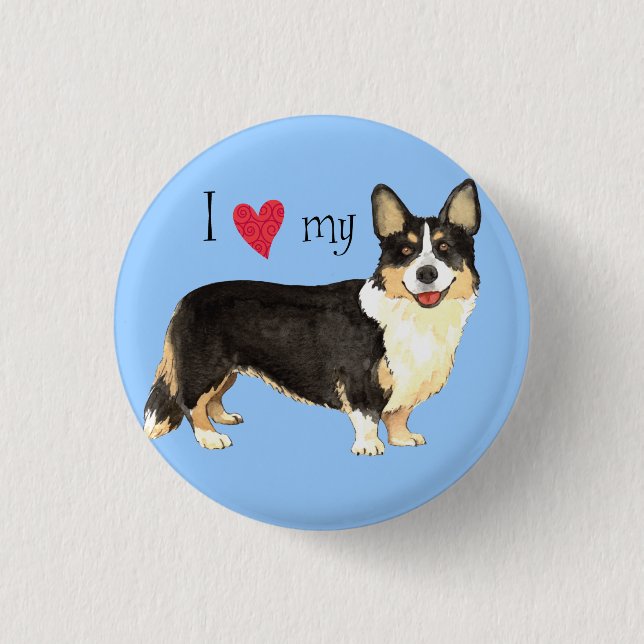 I Liebe mein Wolljacken-WaliserCorgi Button (Vorderseite)