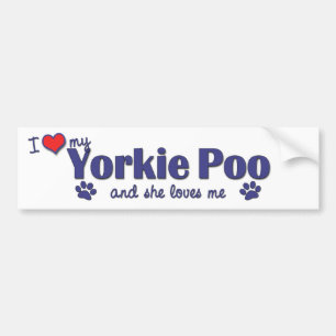 I Liebe mein Yorkie Poo (weiblicher Hund) Autoaufkleber