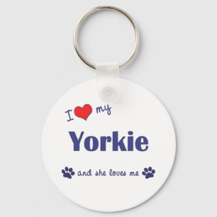I Liebe mein Yorkie (weiblicher Hund) Schlüsselanhänger