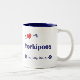 I Liebe mein Yorkipoos (mehrfache Hunde) Zweifarbige Tasse