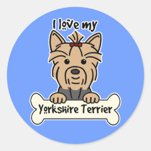 I Liebe mein Yorkshire-Terrier Runder Aufkleber