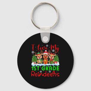 I Liebe meine 1. Klasse Rentiers Weihnachtslehrer Schlüsselanhänger