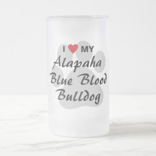I Liebe meine Alapaha blaues Blut-Bulldogge Mattglas Bierglas