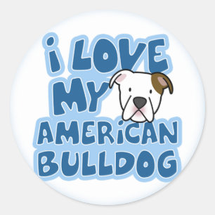 I Liebe meine amerikanischen Bulldoggen-Aufkleber Runder Aufkleber