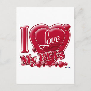 I Liebe Meine Beste Freundinnen rot - Herz Postkarte