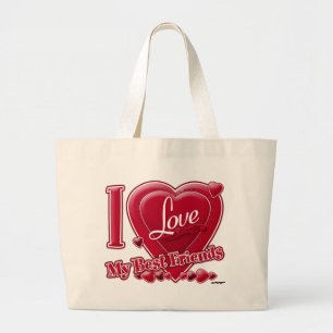 I Liebe Meine besten Freunde rot - Herz Jumbo Stoffbeutel