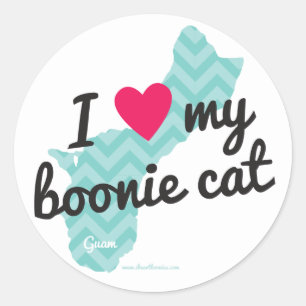 I Liebe meine Boonie Katzen-Aufkleber (blau) Runder Aufkleber