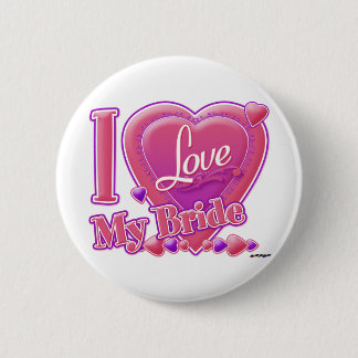 I Liebe Meine Braut rosa/lila - Herz Button