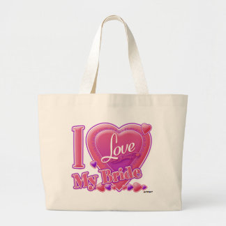 I Liebe Meine Braut rosa/lila - Herz Jumbo Stoffbeutel
