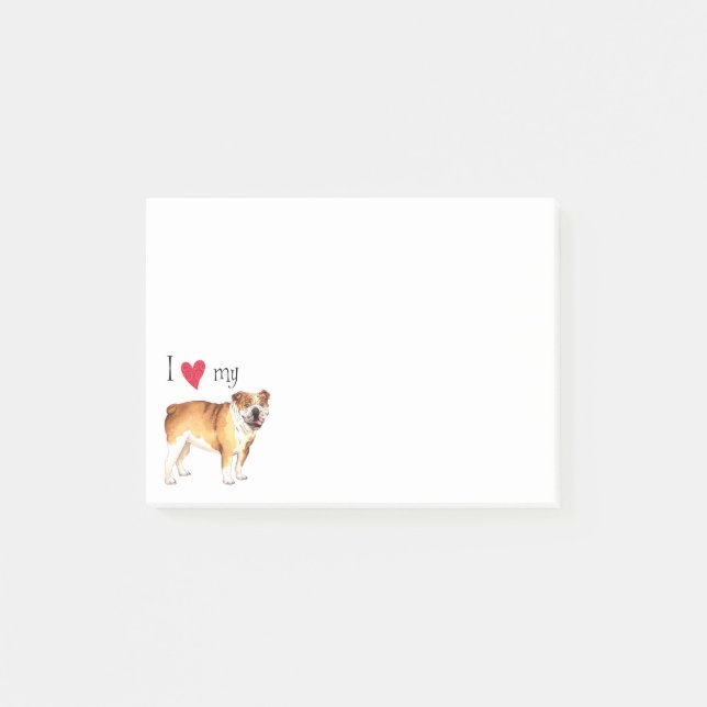 I Liebe meine Bulldogge Post-it Klebezettel (Vorderseite)