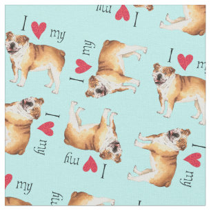 I Liebe meine Bulldogge Stoff