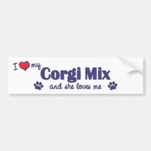 I Liebe meine Corgi-Mischung (weiblicher Hund) Autoaufkleber