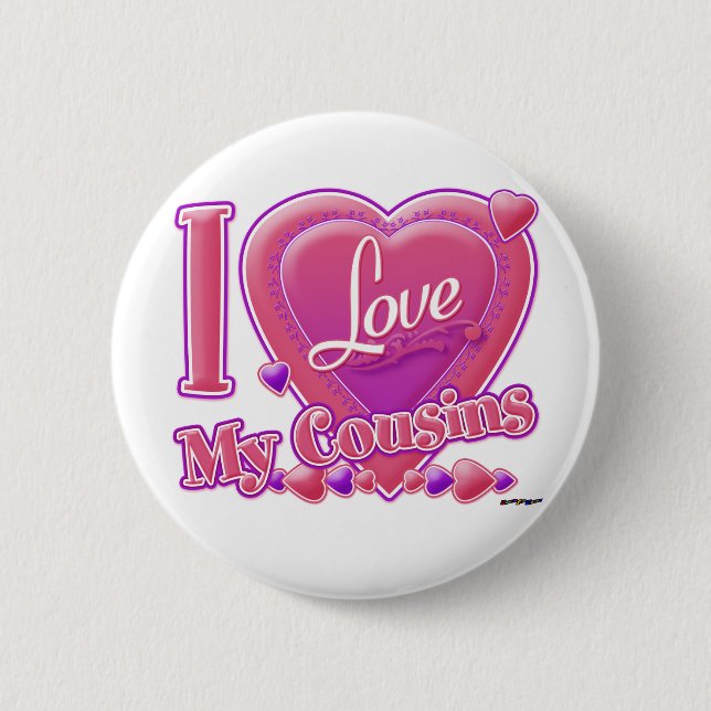 I Liebe Meine Cousins rosa/lila - Herz Button (Vorderseite)