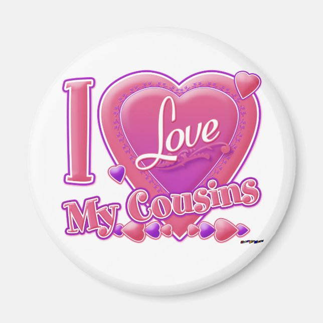 I Liebe Meine Cousins rosa/lila - Herz Magnet (Vorne)