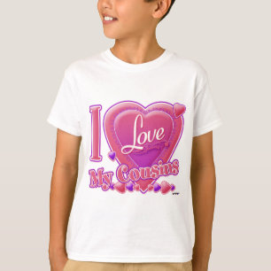 I Liebe Meine Cousins rosa/lila - Herz T-Shirt