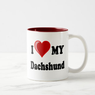 I Liebe meine Dackel-Hundegeschenke u. -kleid Zweifarbige Tasse