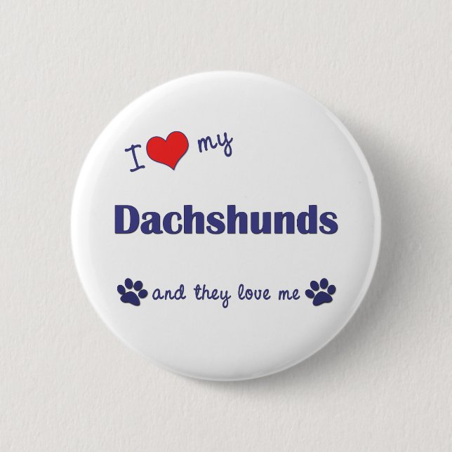 I Liebe meine Dackeln (viele Hunde) Button (Vorderseite)