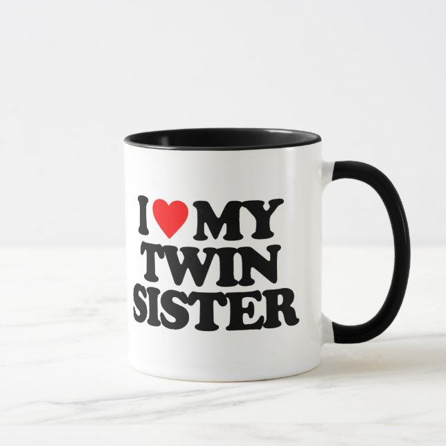 I LIEBE MEINE DOPPELschwester Tasse (Rechts)
