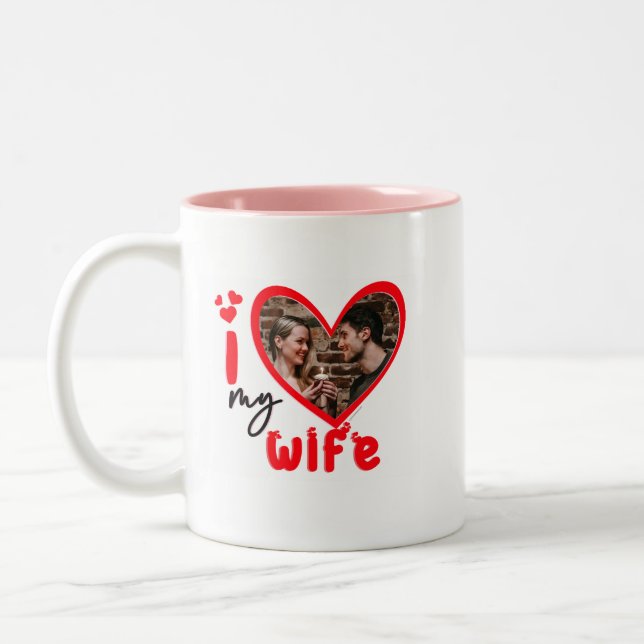 I Liebe Meine Ehefrau Foto Geschenk Klassische Tas Zweifarbige Tasse (Links)