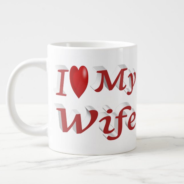 I Liebe Meine Ehefrau niedlicher roter Text Jumbo-Tasse (Links)
