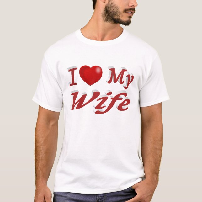 I Liebe Meine Ehefrau niedlicher roter Text T-Shirt (Vorderseite)