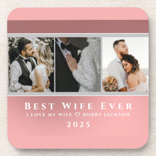 I Liebe Meine Ehefrau Personalisiert 3 Fotos Getränkeuntersetzer