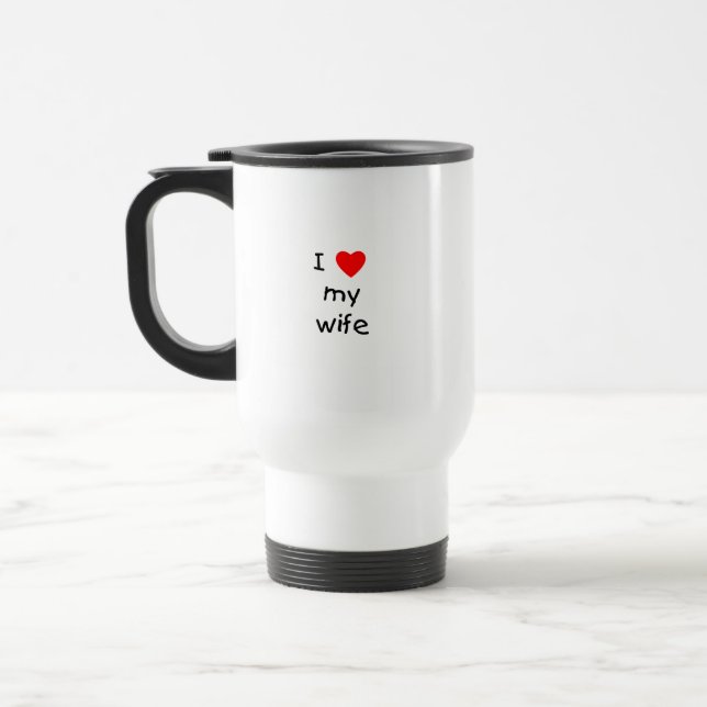 I Liebe meine Ehefrau Reisebecher (Links)