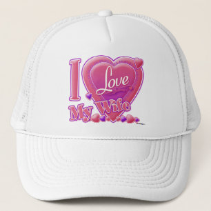 I Liebe Meine Ehefrau rosa/lila - Herz Truckerkappe