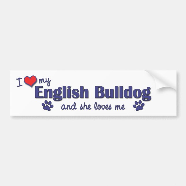 I Liebe meine englische Bulldogge (weiblicher Autoaufkleber (Vorne)