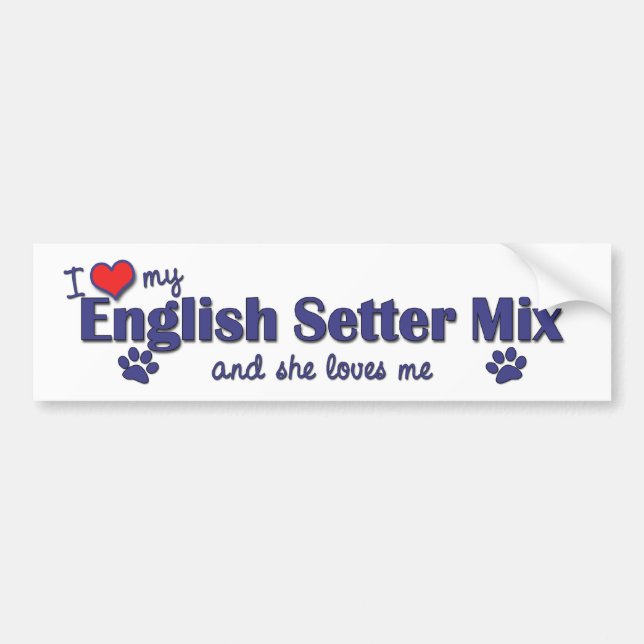 I Liebe meine englischer Setzer-Mischung Autoaufkleber (Vorne)