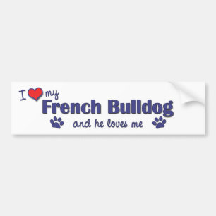 I Liebe meine französische Bulldogge (männlicher Autoaufkleber