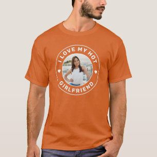 I Liebe Meine Freundin Personalisiert Foto Orange T-Shirt