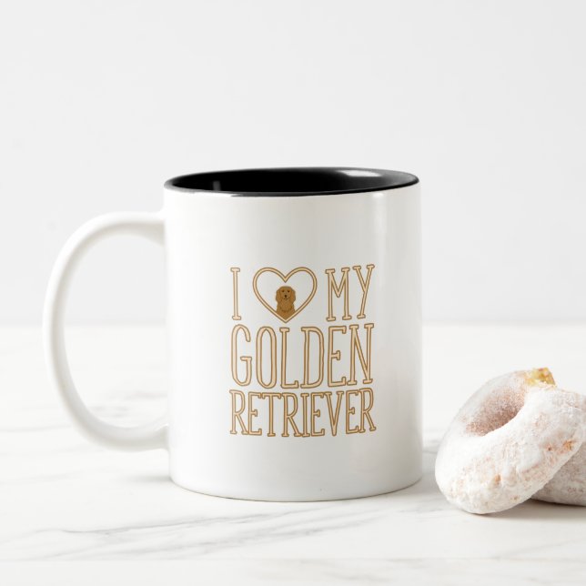 I Liebe meine goldener Retriever-Tasse Zweifarbige Tasse (Mit Donut)