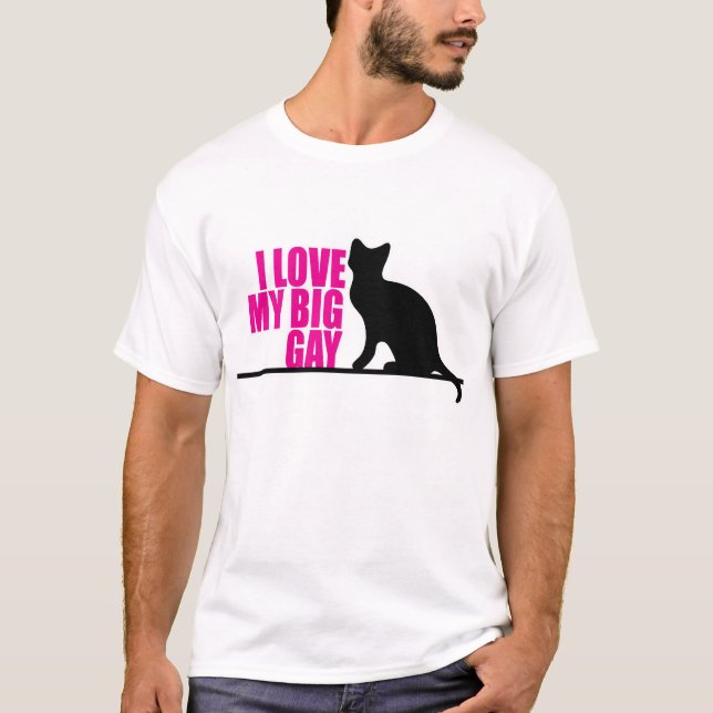 I Liebe meine große homosexuelle Katze T-Shirt (Vorderseite)