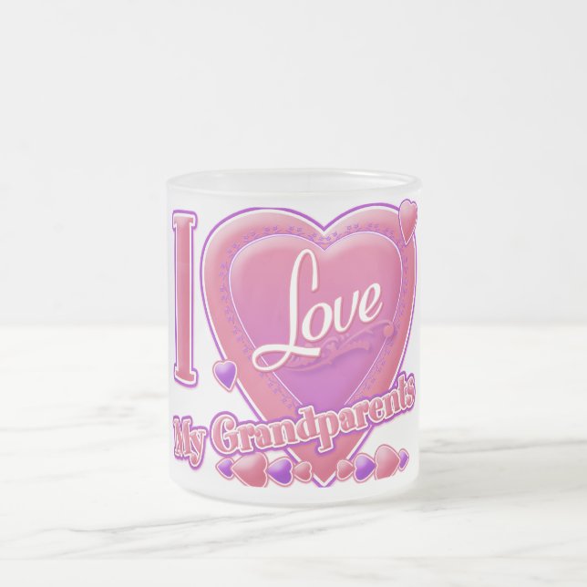 I Liebe Meine Großeltern rosa/lila - Herz Mattglastasse (Mittel)