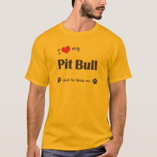 I Liebe meine Grube Stier (männlicher Hund) T-Shirt