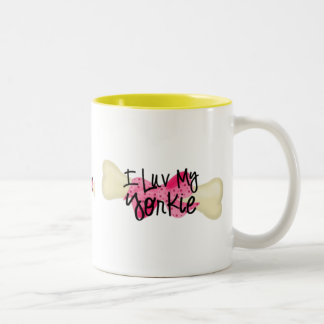 I Liebe meine Kaffee-Tassen Bogen Yorkie Knochens Zweifarbige Tasse