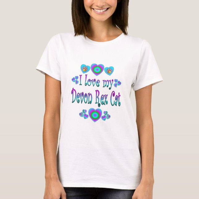 I Liebe meine Katze Devons Rex T-Shirt (Vorderseite)