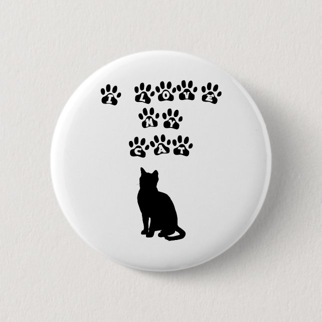 I Liebe meine Katze--Schwarzer Text Button (Vorderseite)