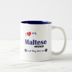 I Liebe meine maltesischen Mischungen (mehrfache Zweifarbige Tasse