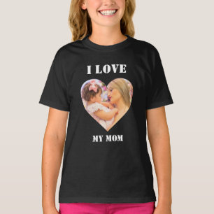 I Liebe Meine Mama Custom Heart Foto Black T - Shi T-Shirt