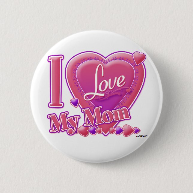 I Liebe Meine Mama rosa/lila - Herz Button (Vorderseite)