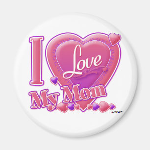 I Liebe Meine Mama rosa/lila - Herz Magnet
