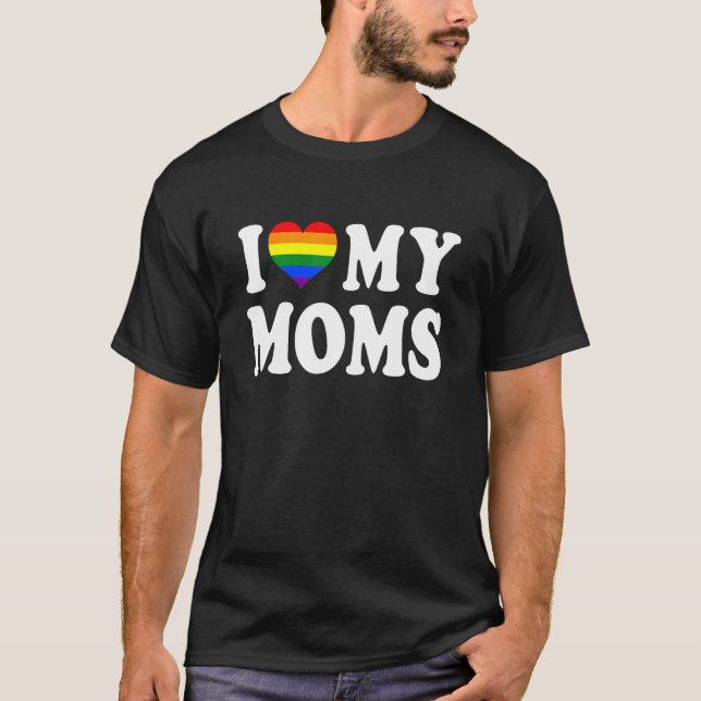 I Liebe Meine Mamas Rainbow Heart Gay Pride LGB Fl T-Shirt (Vorderseite)