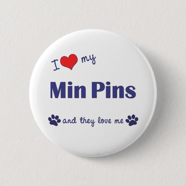 I Liebe meine minimalen Buttone (mehrfache Hunde) Button (Vorderseite)