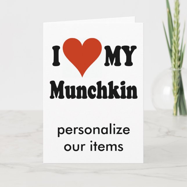 I Liebe meine Munchkin Katzen-Geschenke und Kleid Karte (Vorderseite)