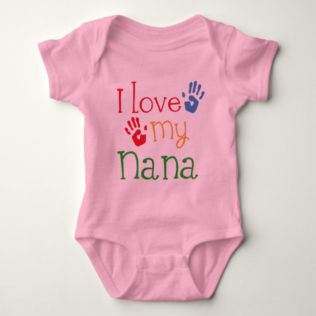 I Liebe meine Nana Handprints Baby Strampler (Vorderseite)