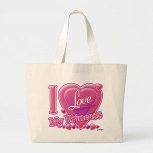 I Liebe Meine Prinzessin rosa/lila - Herz Jumbo Stoffbeutel